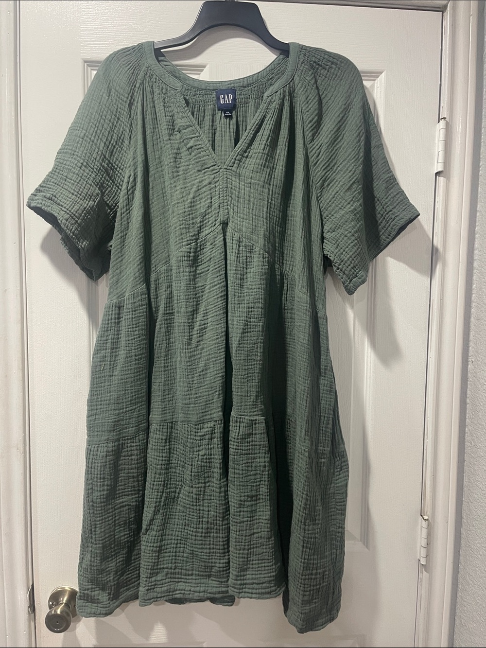 GAP Women's Olive Green Gauze Midi Dress